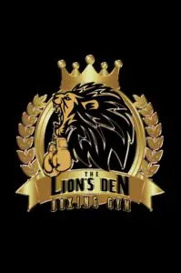 A gold and black logo of the lion 's den.