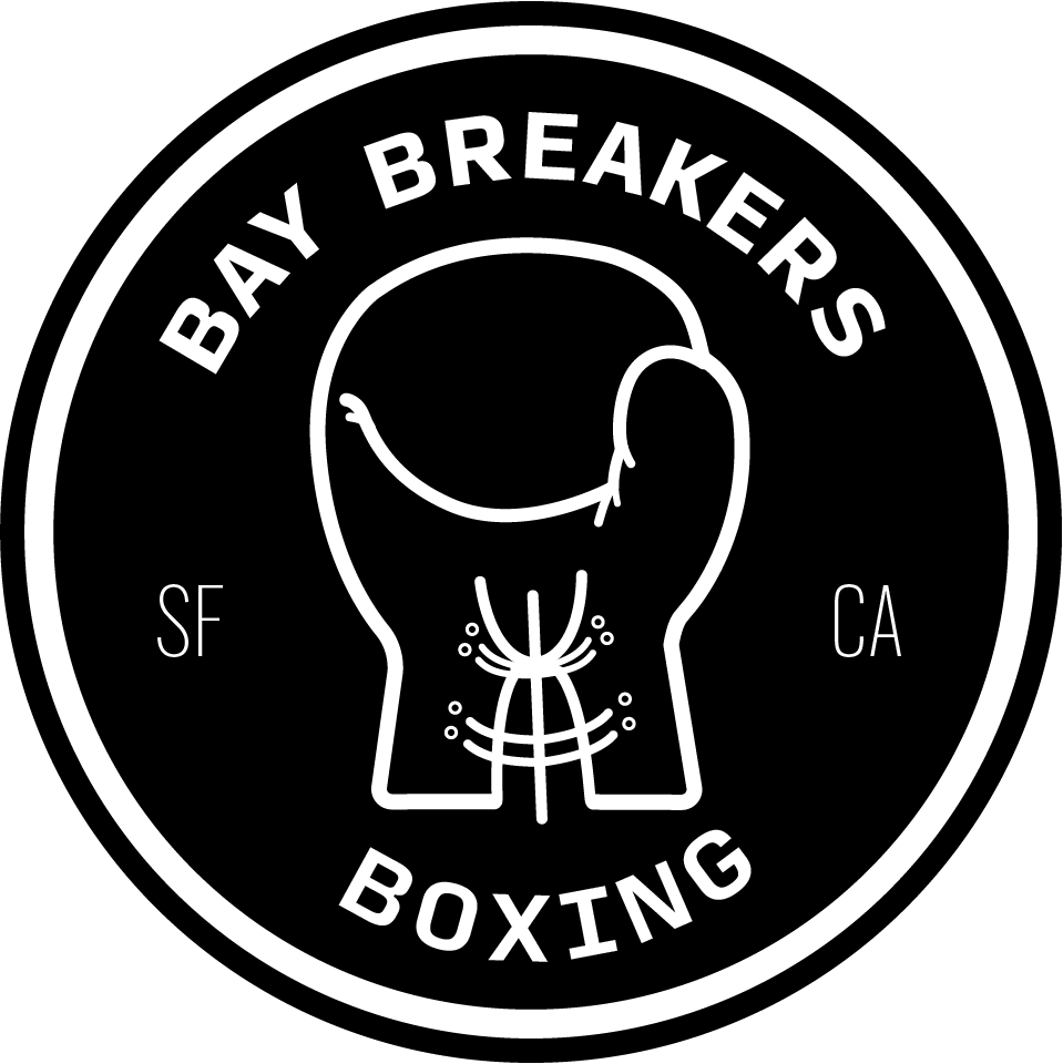 A black and white logo of bay breakers boxing.