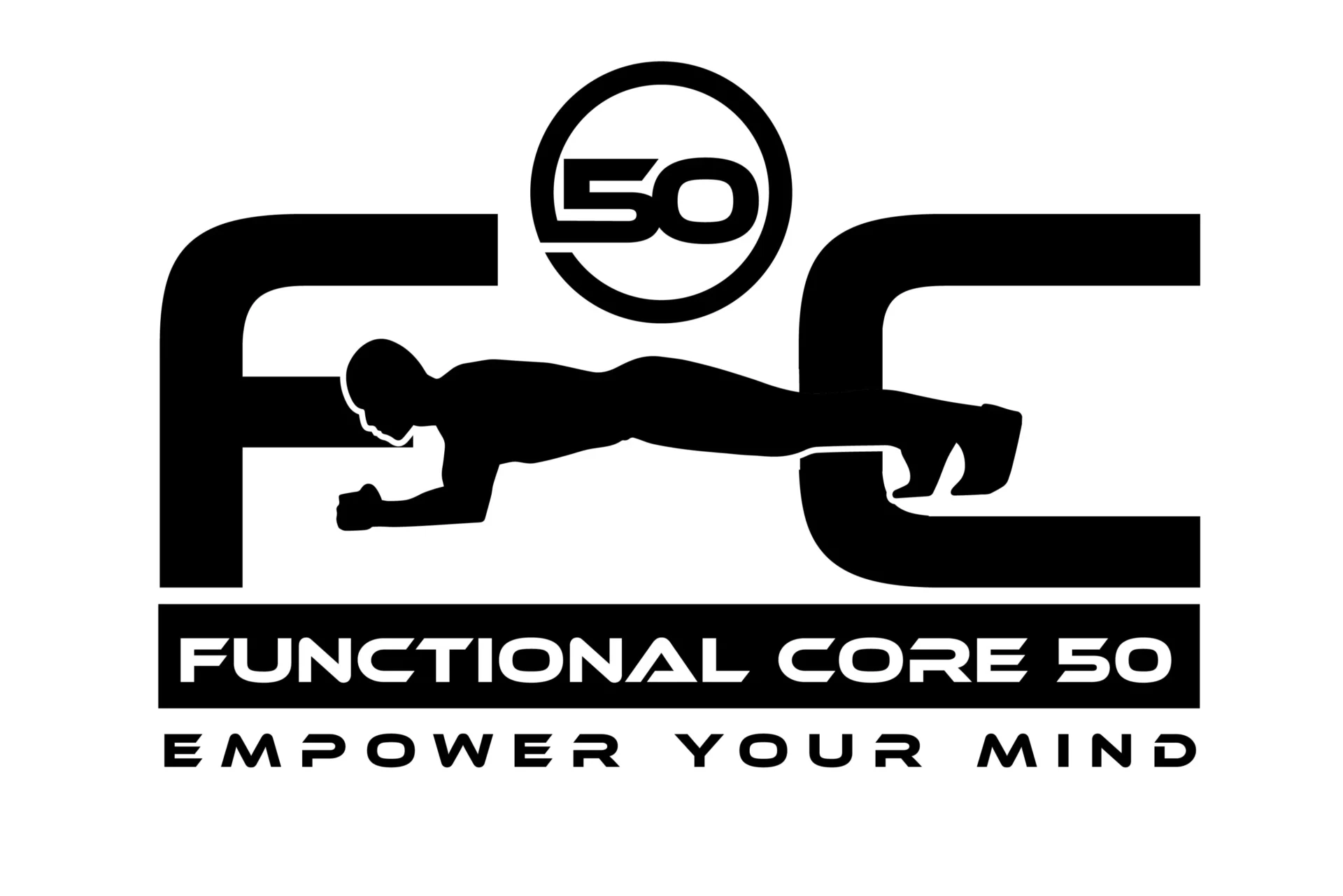 A black and white logo of functional core 5 0