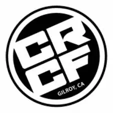 A black and white logo of the crcf.