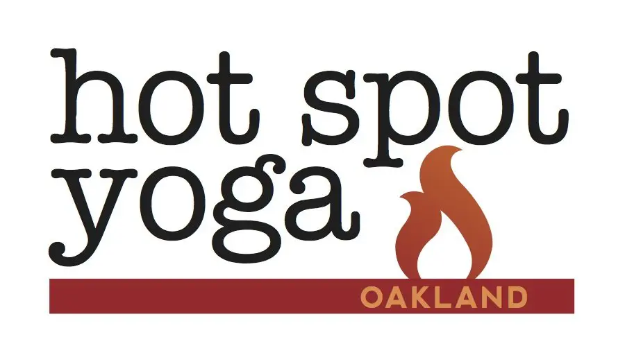 A hot spot yoga logo with the words oakland on it.