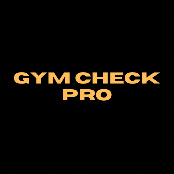 A black background with the words gym check pro