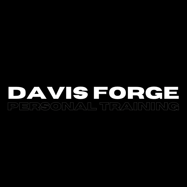 A black and white logo of davis forge personal training.